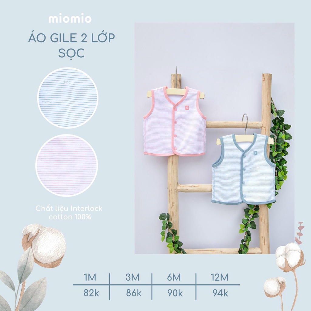 Áo Gile Mio 2 Lớp Cotton Mềm Mại Xinh Xắn, Áo ghi lê gile sơ sinh Thị Nắng Store