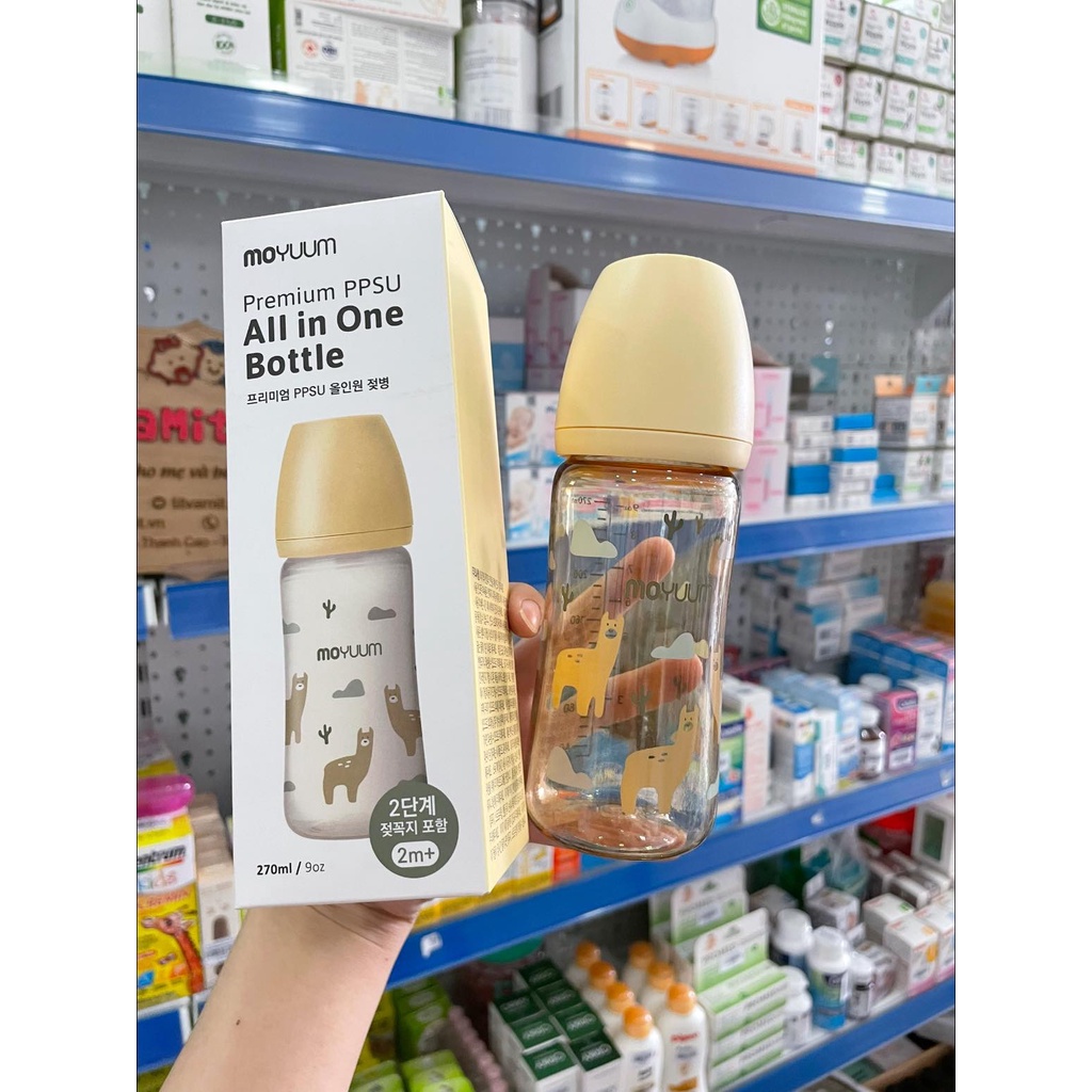 Bình sữa moyuum hoa cúc, lạc đà chính hãng Hàn Quốc, bình sữa moyuum hoạ tiết 170ml-270ml