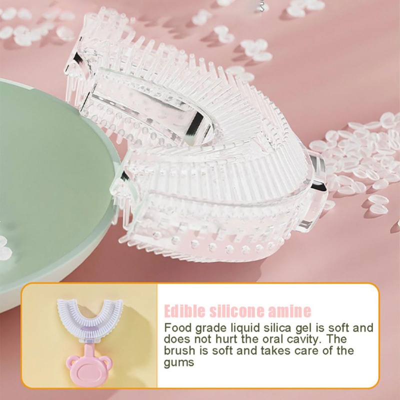 Bộ Bàn Chải Đánh Răng &amp; Giá Đỡ Bằng Silicon Mềm Làm Sạch Sâu Cho Trẻ Em