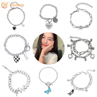 Image of Korean Silver Bracelet Pearl Heart Pendant Elegant Bracelets Women Jewelry Fashion Accessories