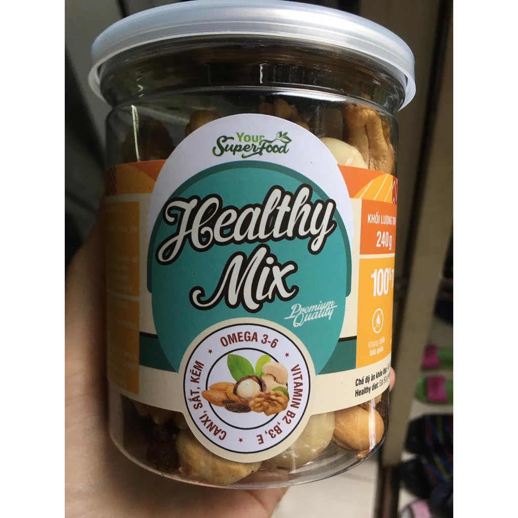 Hạt hỗn hợp HEALTHY MIX 240GR (óc có, hạnh nhân, macca, hạt điều, nho khô)