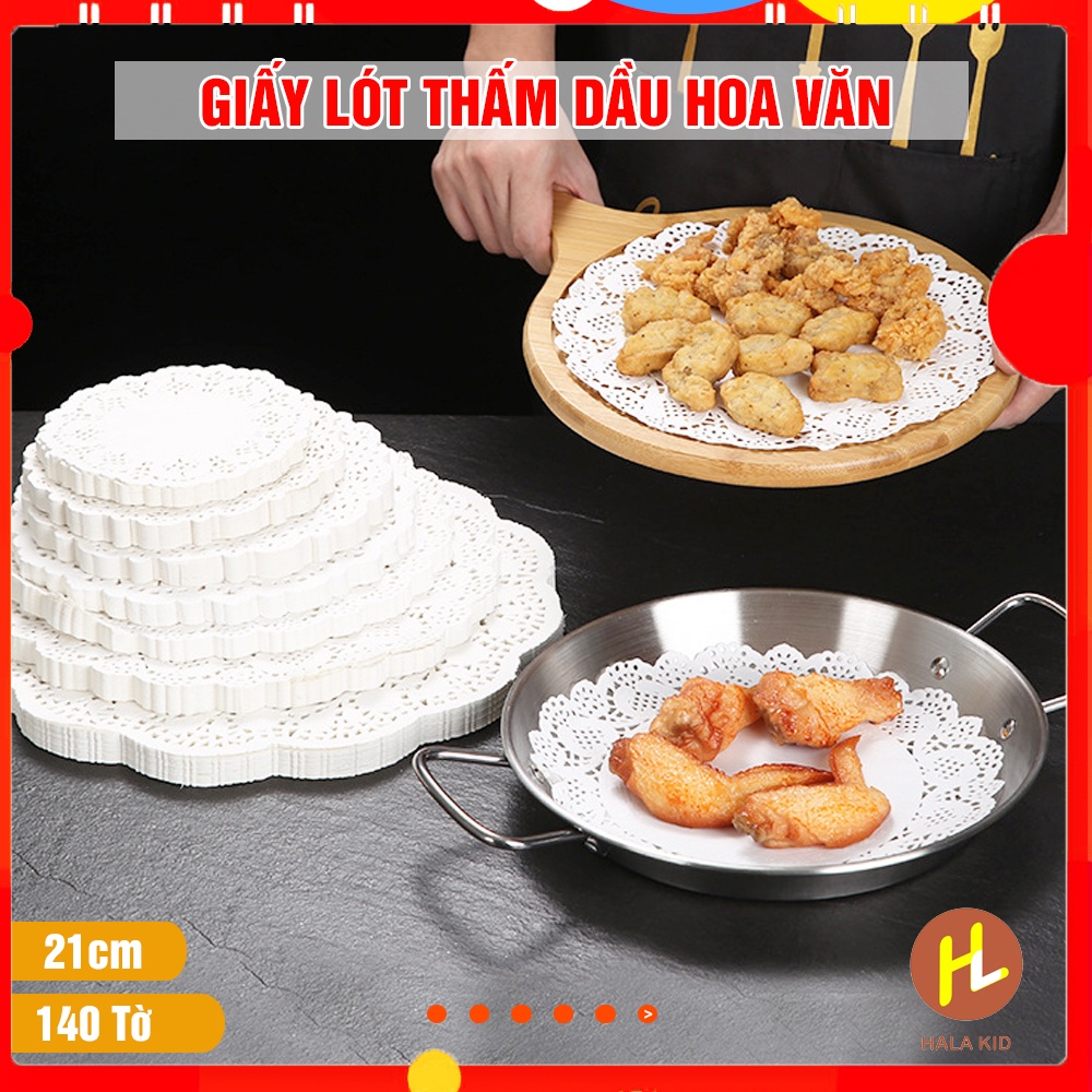 Bộ 140 tờ GIẤY LÓT THẤM DẦU hoa văn đựng đồ ăn tiện lợi