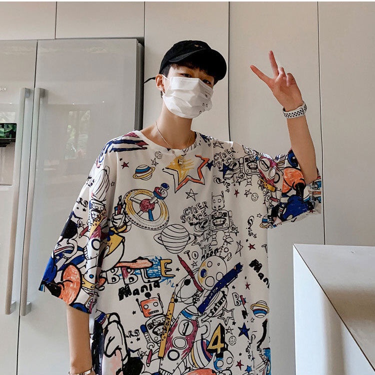 Áo nam Ngắn Tay Cổ Tròn Thời Trang Hàn