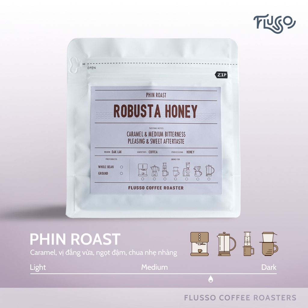 Cà Phê Pha Phin Flusso Robusta Honey