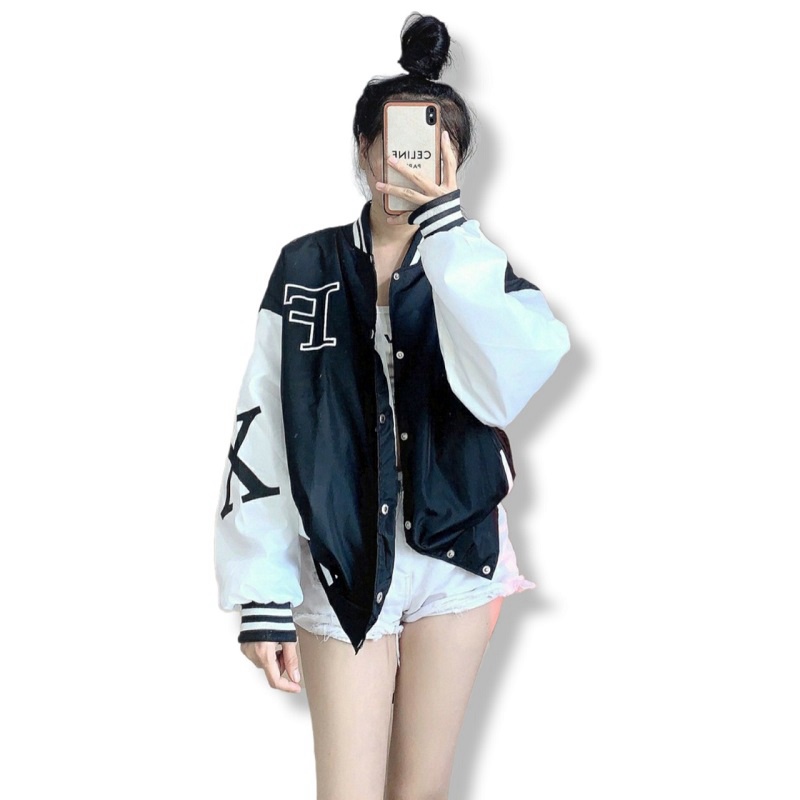 Áo Khoác Bomber Nữ Cúc bấm Chữ F [ ÁO 2 LỚP BAO CHẤT VẢI ]  - ĐĂNG QUANG FASHION