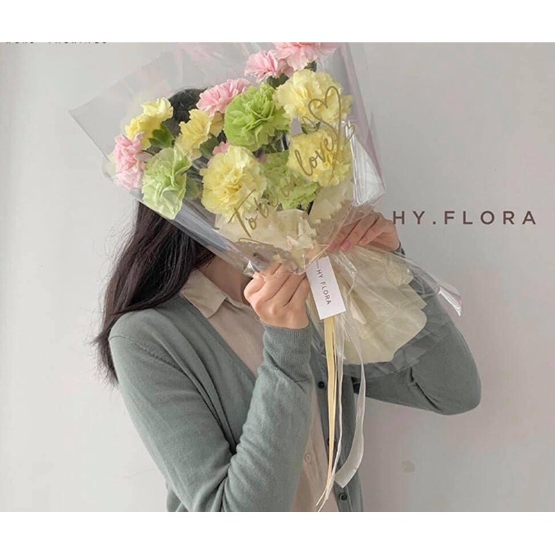 Tập 50 tờ bóng kính trong gói hoa phong cách hàn Quốc