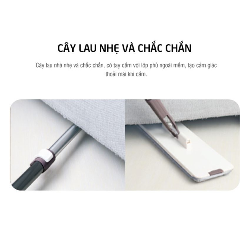 Bộ Cây Lau Nhà Lock&amp;Lock Squeeze Flat Mop ETM471-Chất liệu cao cấp trọng lượng nhẹ thiết kế chắc chắn-Chính hãng