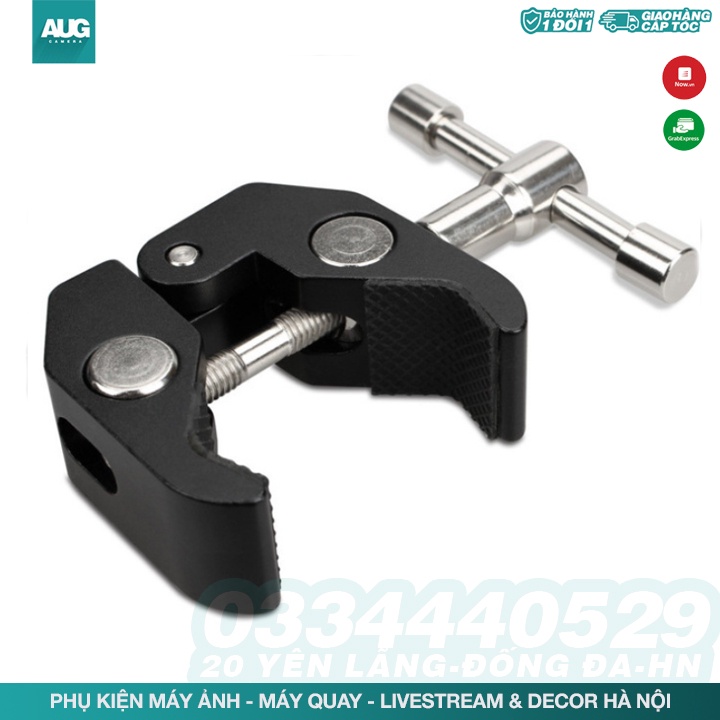 Kẹp càng cua kim loại, kẹp chân đèn kèm lỗ 1/4 và lỗ 3/8