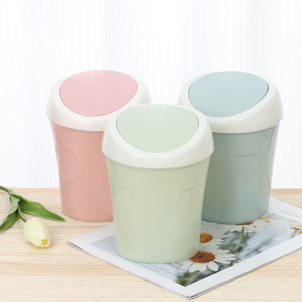 Thùng rác để bàn mini bằng nhựa có nắp đậy