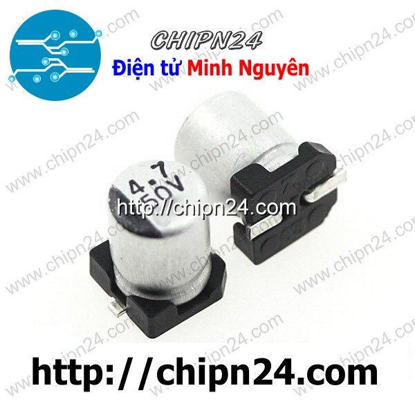 [10 CON] (KG2) Tụ nhôm 4.7uF 50V 4x5.4mm (SMD Dán)