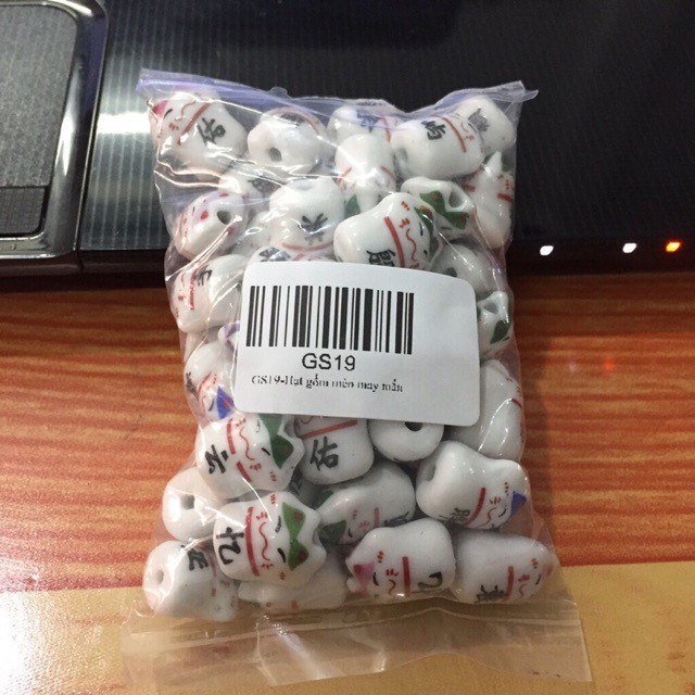 1 Mèo thần tài sứ để làm vòng tay, vòng chân handmade