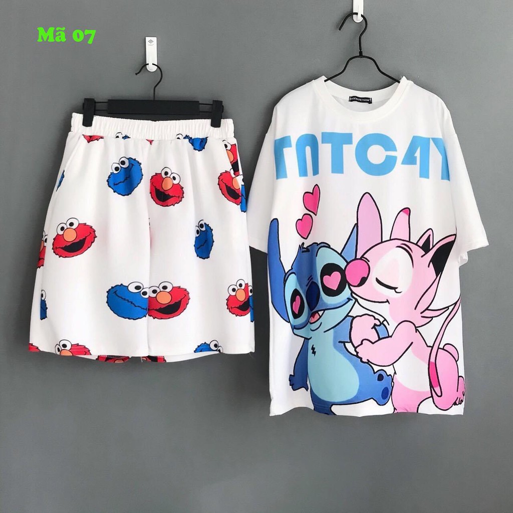 Set Đồ Bộ In Hình cartoon 3D Cute DB17 -Lapi VN Áo+ Quần Đùi Vải Thun Cotton Thoáng Mát