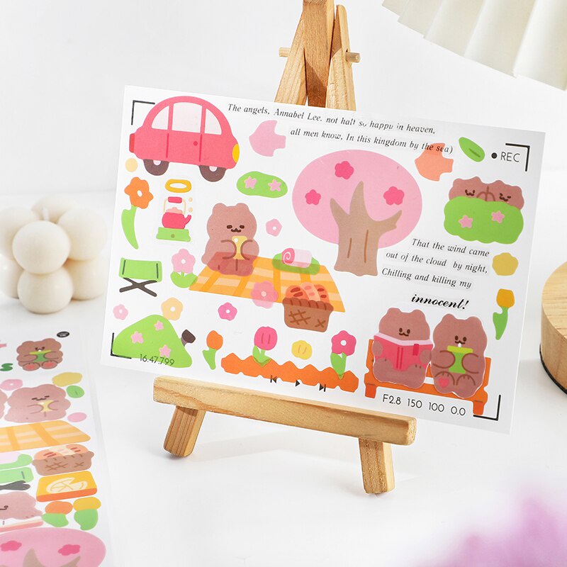 Tờ miếng dán trang trí gấu hoạt hình nhiều màu sắc đáng yêu chống thấm nước