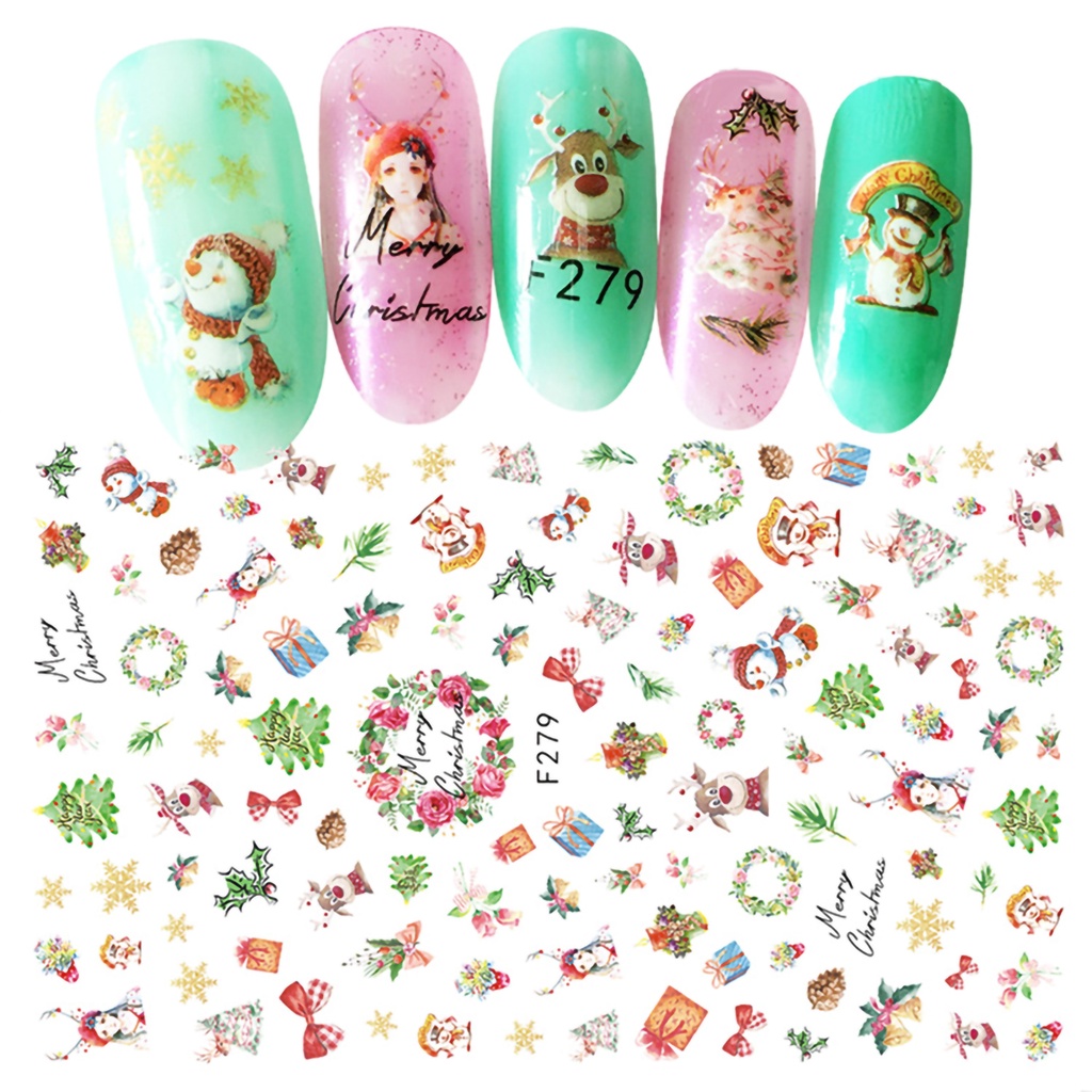 Miếng Dán Trang Trí Móng Tay Hình Ông Già Noel Mini Xinh Xắn