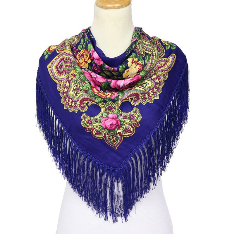 Khăn Choàng Nữ In Hoa Tua Rua Thời Trang