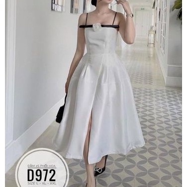 Đầm big size đầm hai dây phối hoa siêu đẹp sang từ 60kg-90kg