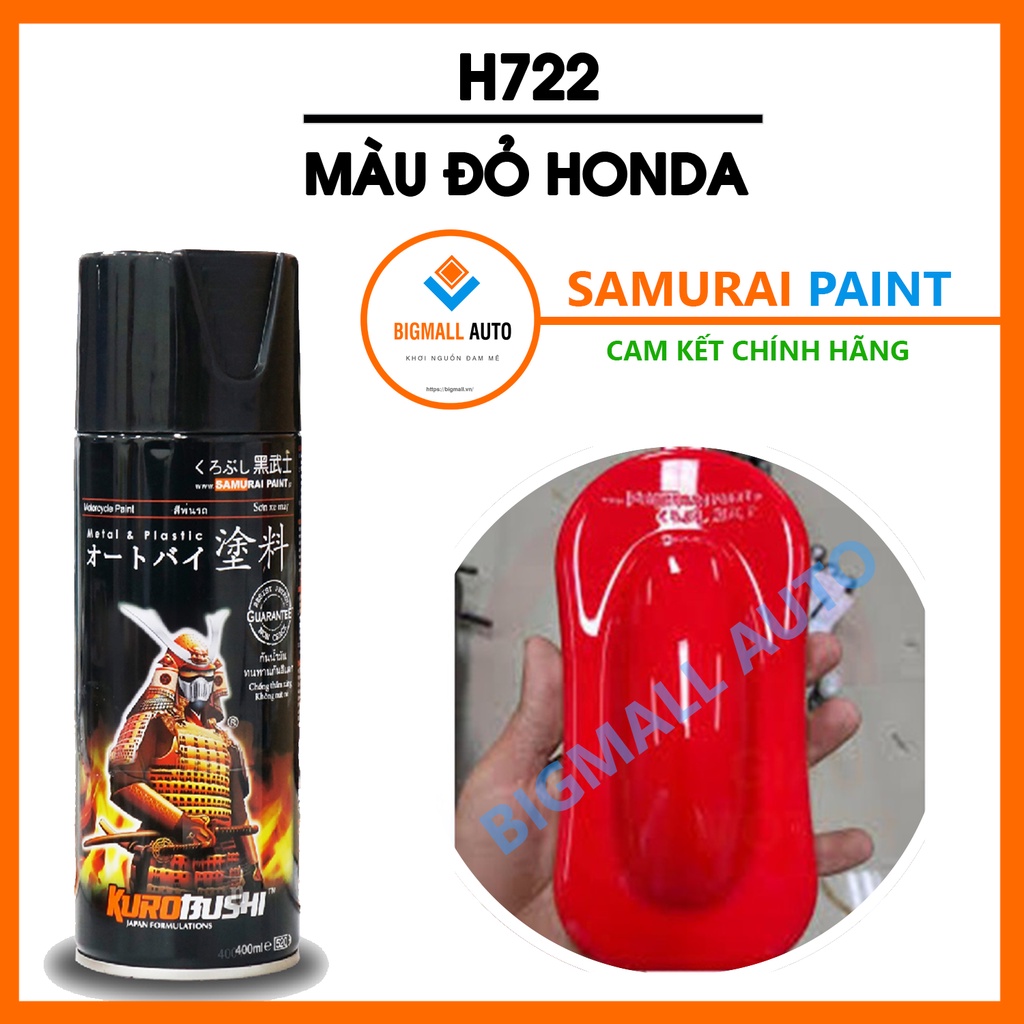 Sơn Samurai màu đỏ Honda H722 - chai sơn xịt chuyên dụng