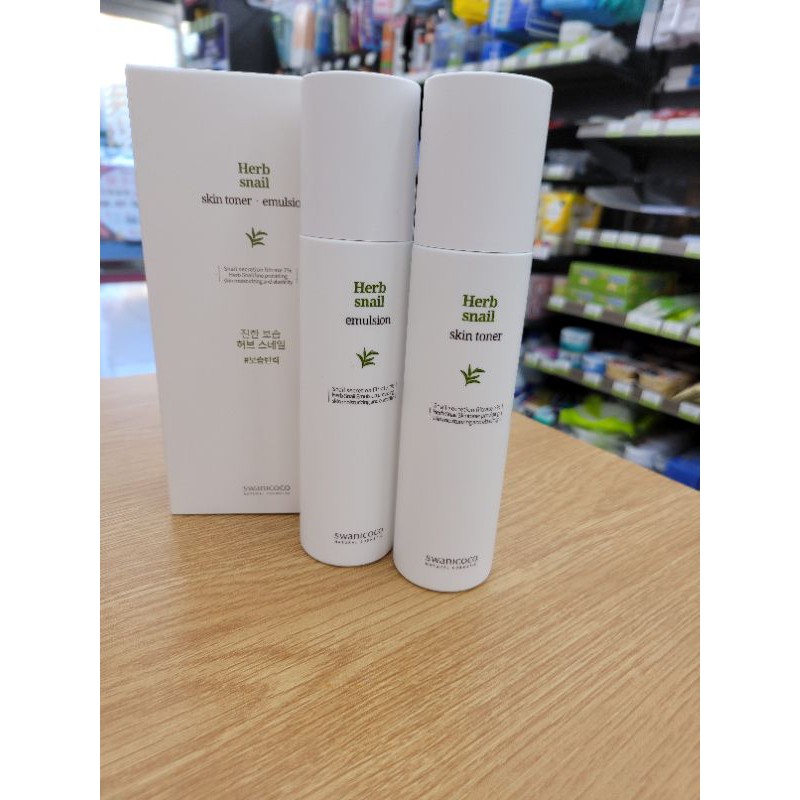 Set sữa dưỡng da và toner ốc sên Swanicoco Herb Snail Care Emulsion