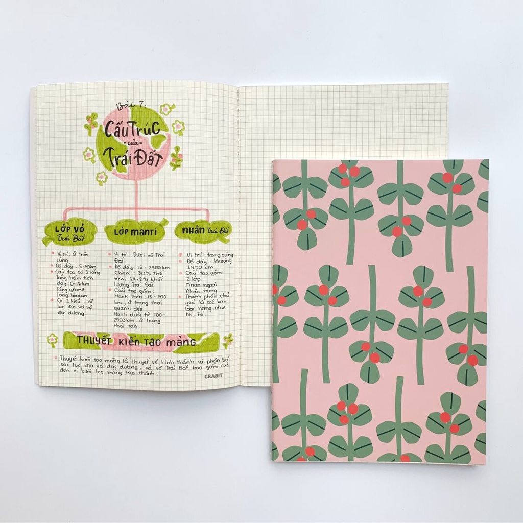 Vở grid 80 trang may gáy 100gsm Crabit