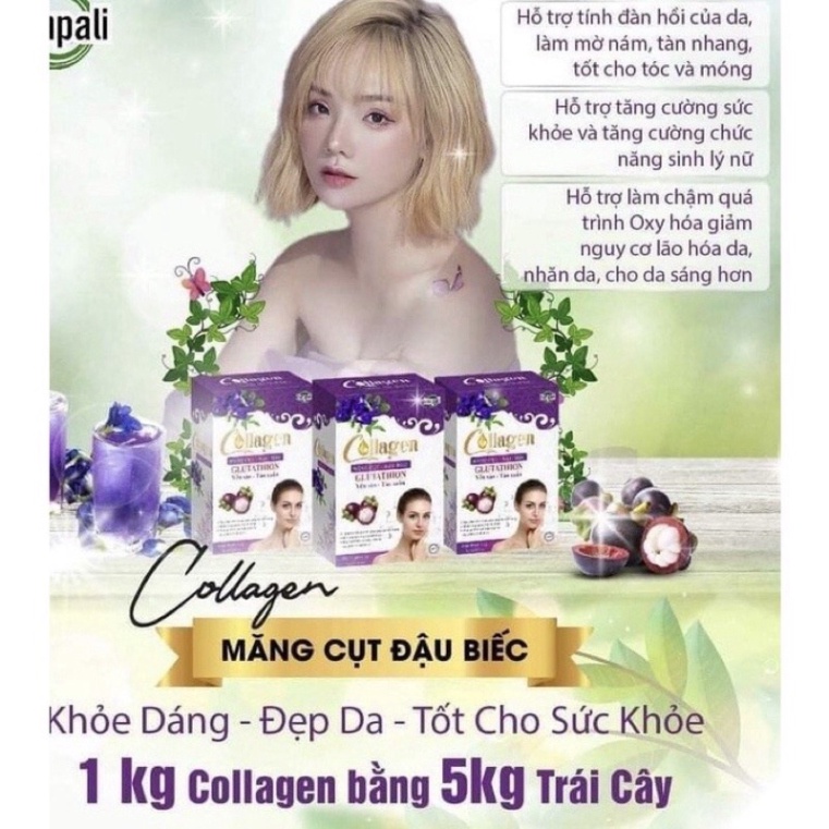 Collagen măng cụt và hoa Đậu biếc zenpali Hộp 30 gói