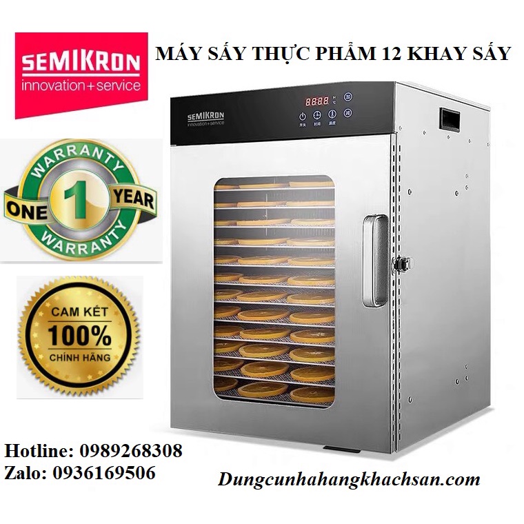 Máy sấy thực phẩm 12 khay SEMIKRON Sấy gia đình và công nghiệp Bảo hành 1 năm