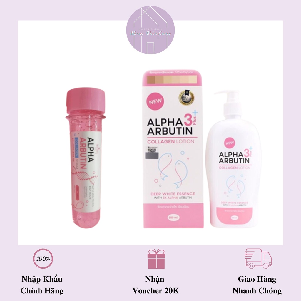 Alpha Arbutin - Sữa Dưỡng Thể & Serum Kích Trắng Da Alpha Arbutin Collagen 3+Plus