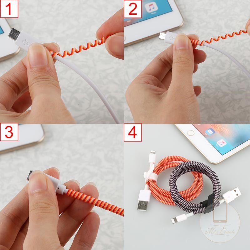 Dây xoắn quấn bảo vệ dây cáp sạc/ tai nghe 140cm / 55inches màu sắc ngẫu nhiên