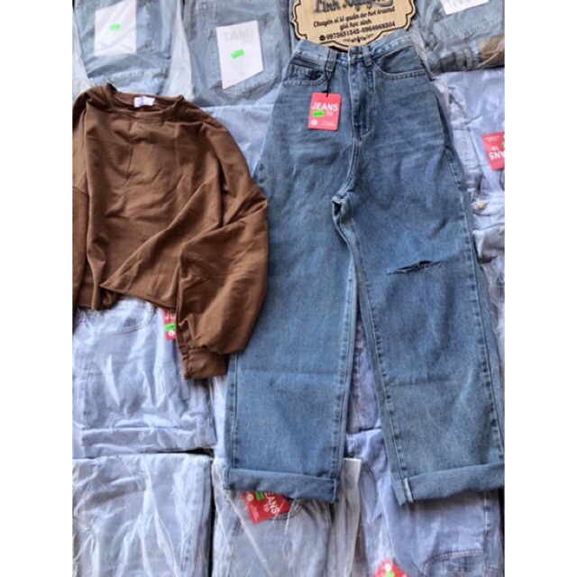 🔥 Quần Baggy Ống Suông Rách 1Line