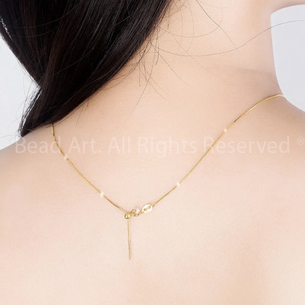 Dây Chuyền Bạc 925 Có Khoá Thẳng Và Hạt Bi Cố Định Dùng Xỏ Hạt, Dây Trơn S50 - Bead Art