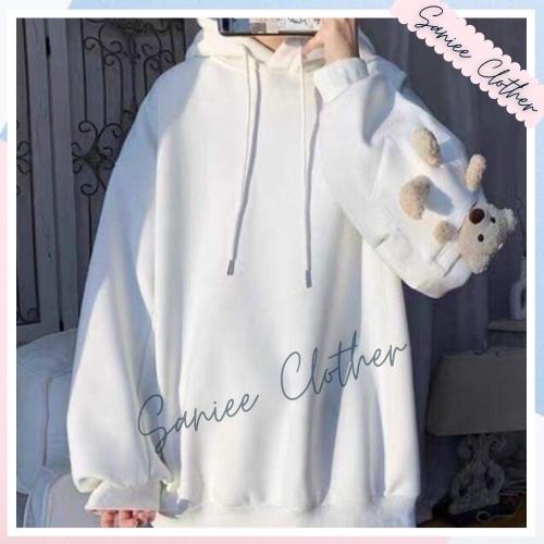 Áo Hoodie Nữ Tay Gấu Bông Mũ Có Tai Siêu Đáng Yêu 3 Màu Chất Liệu Nỉ Saniee Clother Mã 642 | BigBuy360 - bigbuy360.vn