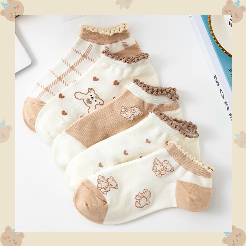 Combo set 5 đôi tất nữ cotton cổ ngắn thời trang cho nữ