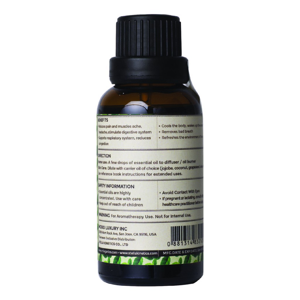Tinh Dầu Bạc Hà Nguyên Chất Giúp Xông Phòng Sát Khuẩn, Đuổi Muỗi, Khử Mùi MILAGANICS 30ml (Chai)