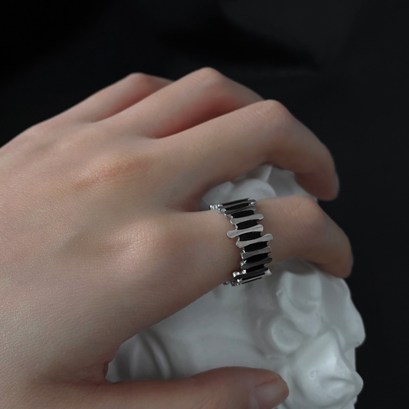 Nhẫn thép titan hình hàng rào thời trang hip hop cho nam và nữ