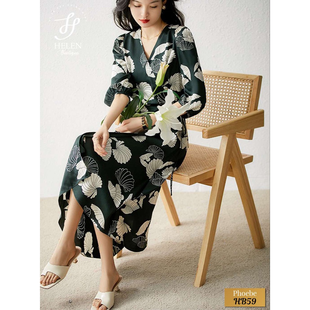 Đầm dáng dài họa tiết sò biển sang trọng - Phoebe Dress - Helen Boutique