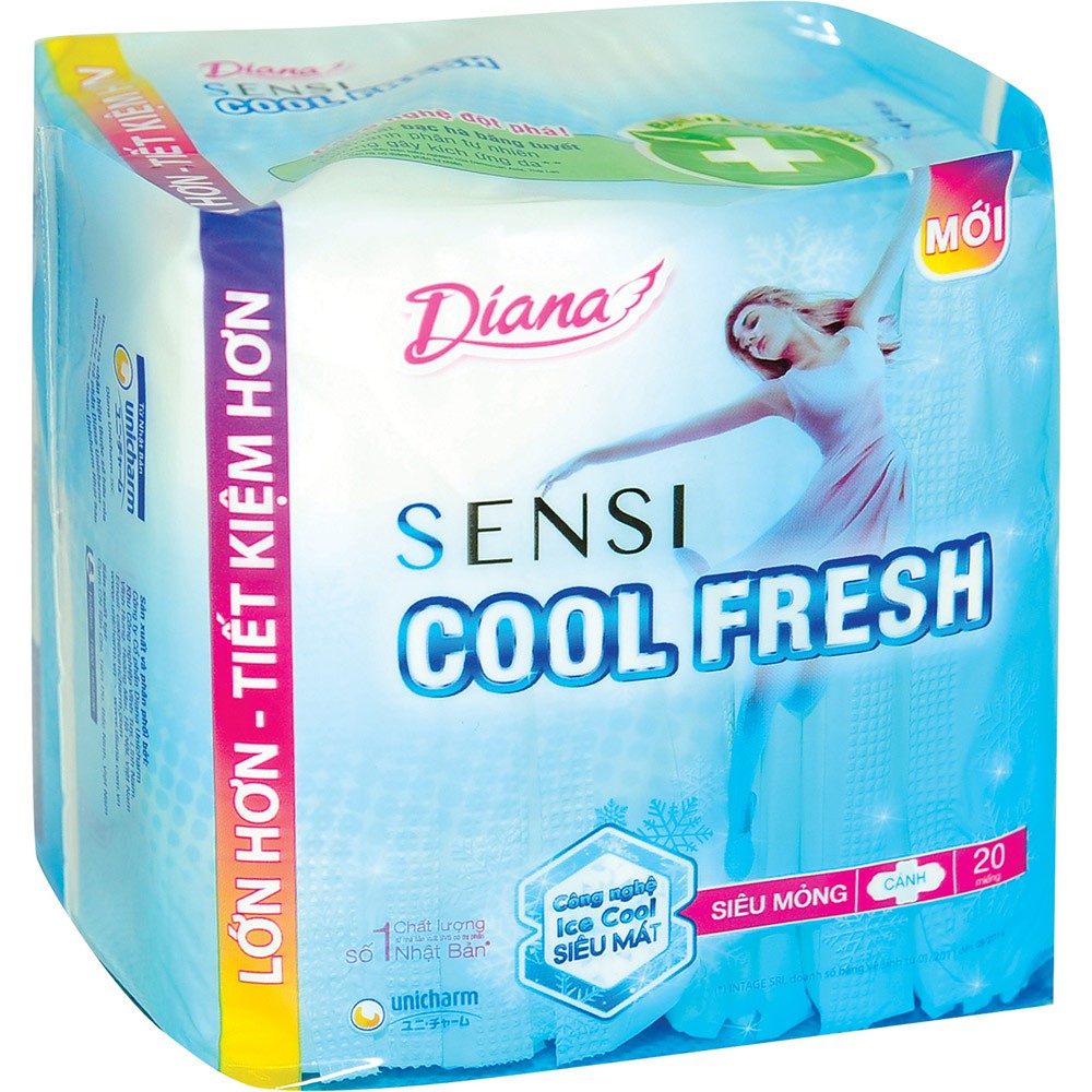 Băng vệ sinh Diana /BVS Diana Có Cánh Sensi Cool Fresh Mỏng 8 Miếng/20 miếng