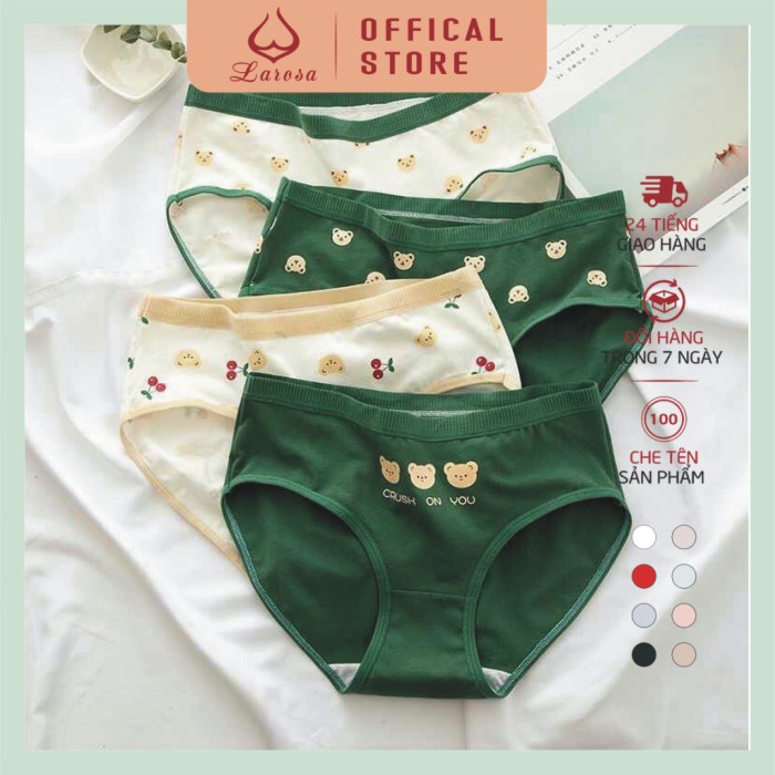Quần Lót Gấu Xanh Lá Cây Họa Tiết Gấu Siêu Cute Chất Liệu Cotton Thoáng Mát Dành Cho Bạn Nữ