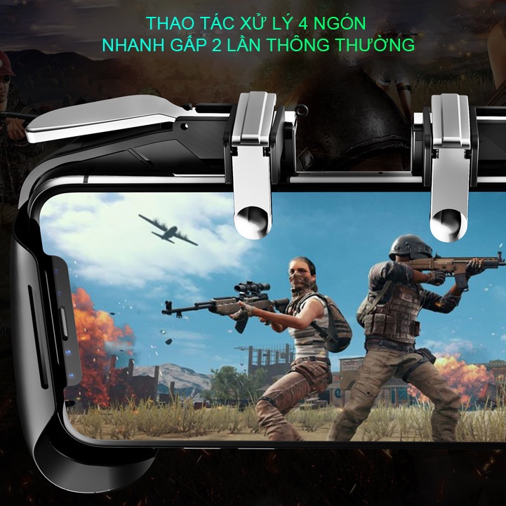 Tay cầm chơi game điện thoại MEMO AK16 chơi pubg freefire cs go ghìm tâm thao tác 4 ngón công thái học