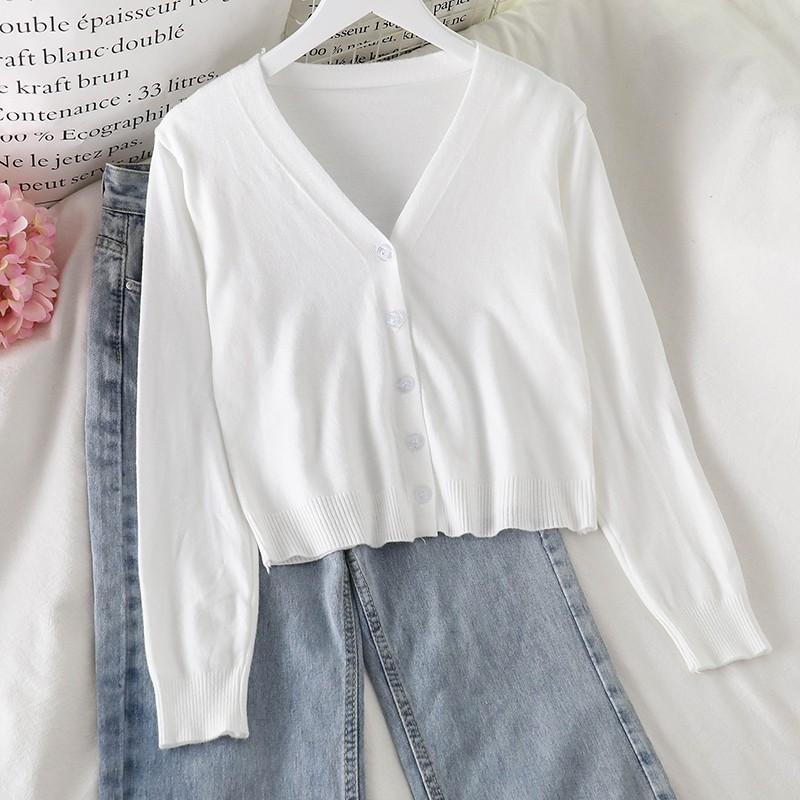 NUZIRO  Áo khoác cardigan dệt kim thiết kế đơn giản thời trang xinh xắn cho nữ