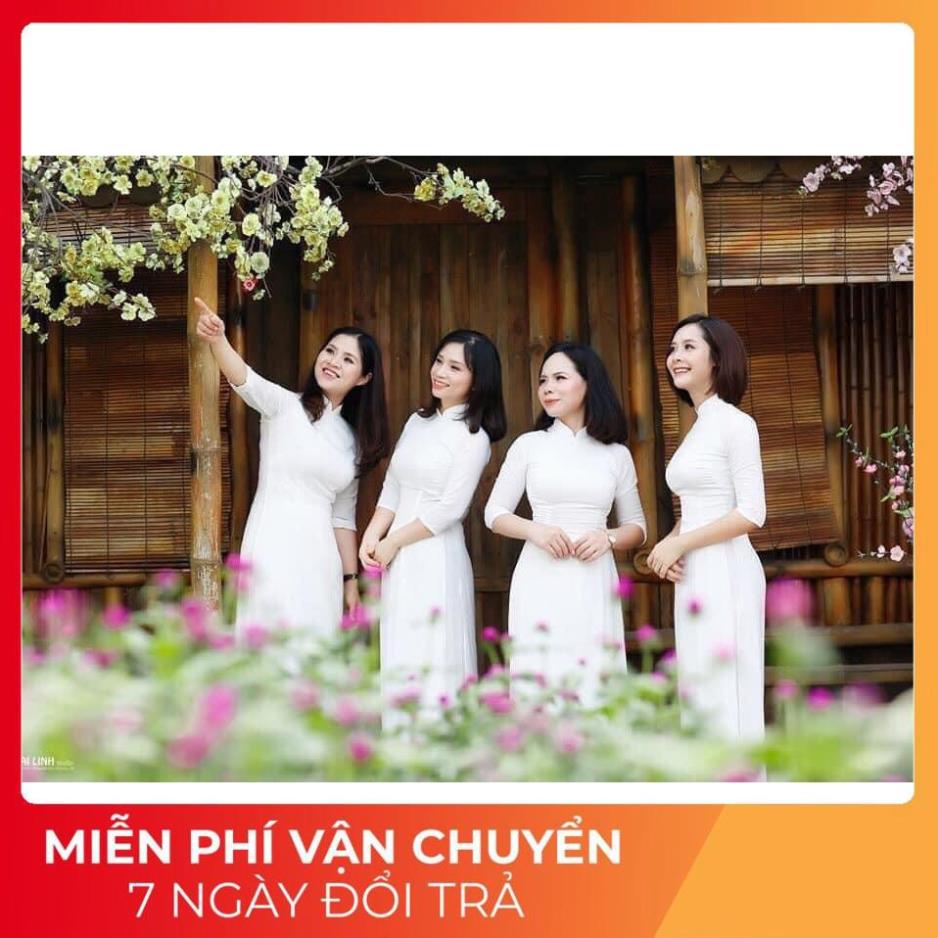 ] Áo Dài Học Sinh _áo dài trắng cổ cao trắng đẹp có lớp nót ngực