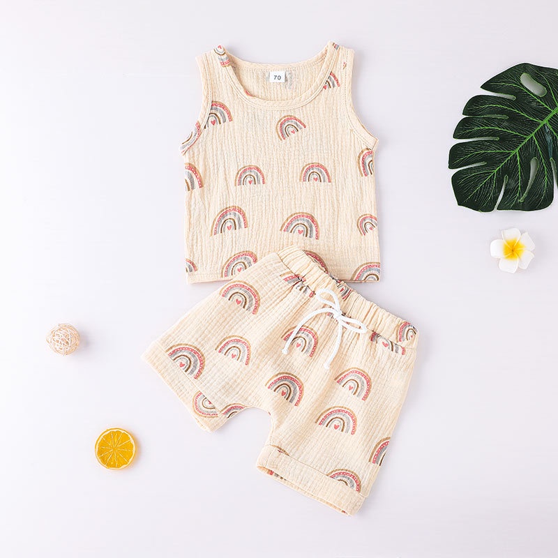 Combo bộ đồ bé gái 6 Tháng - 4 tuổi không tay áo croptop quần đùi set thời trang cho bé trẻ em sơ sinh