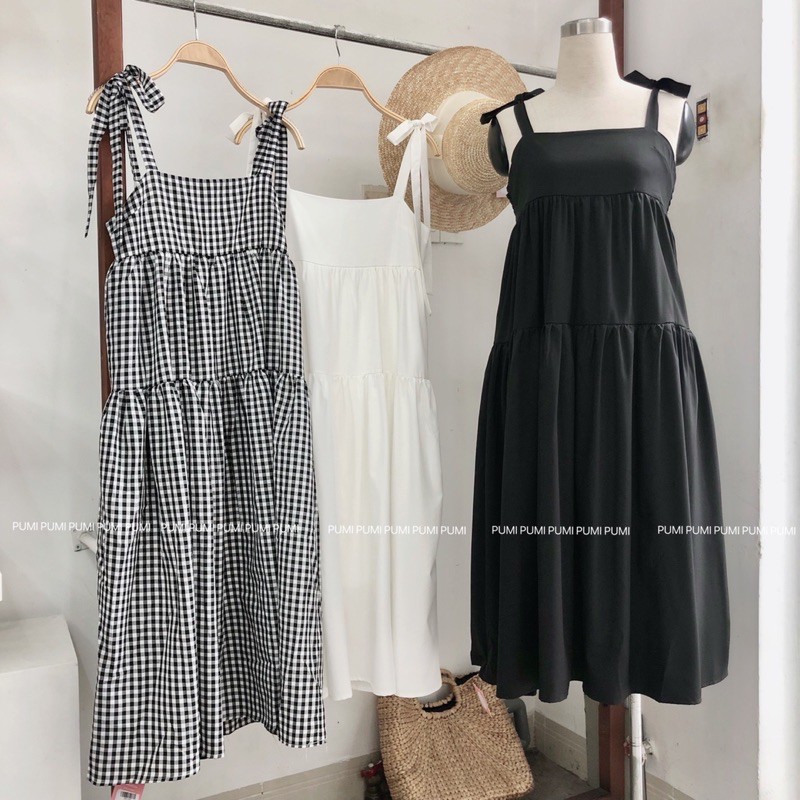 Đầm maxi 2 dây tầng Pumi