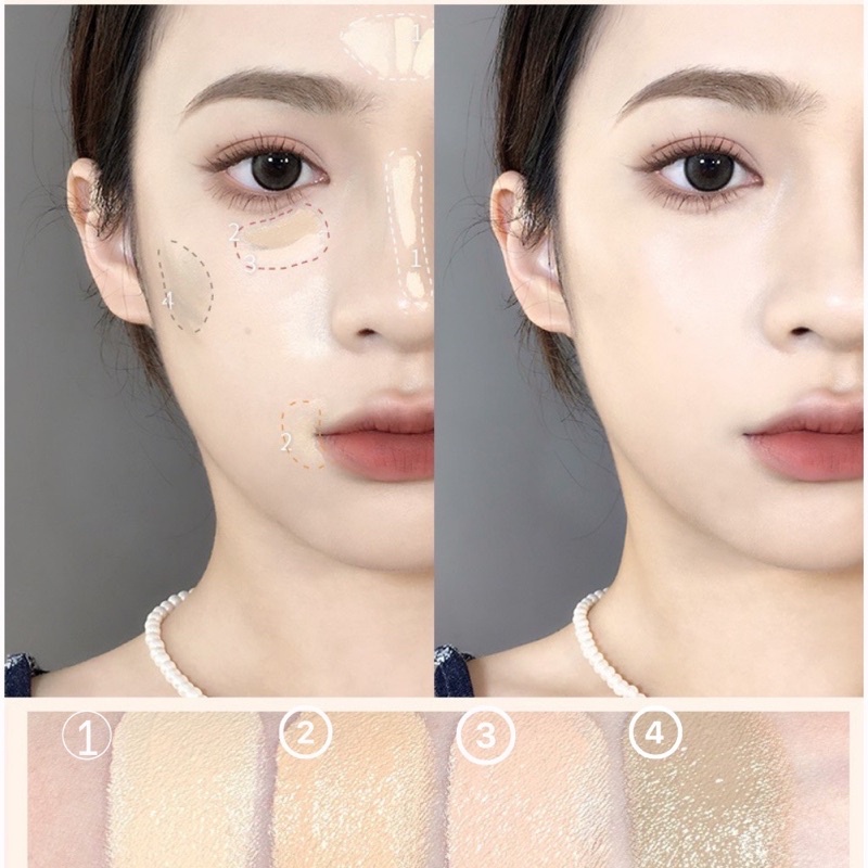 BẢNG TRIỆT SẮC 4 Ô GOGO TALES ( Tặng kèm cọ tán)