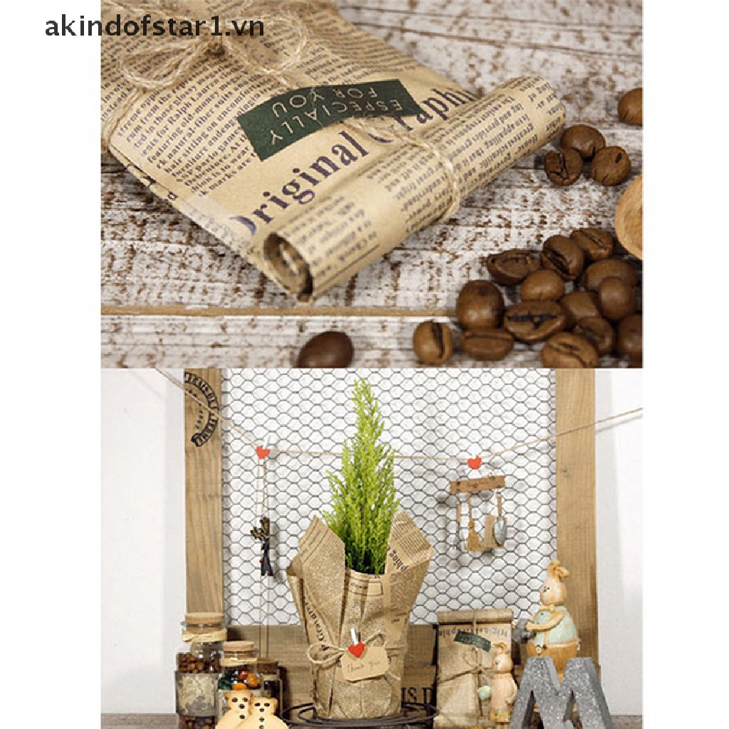 Cuộn Giấy kraft Hai Mặt Dùng Gói Quà Giáng Sinh Phong Cách vintage