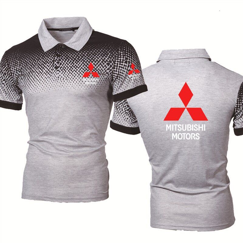 Áo polo Tay Ngắn Cổ Tròn In Logo Xe Hơi Mitsubishi Màu Gradient Thời Trang Mùa Hè Cho Nam