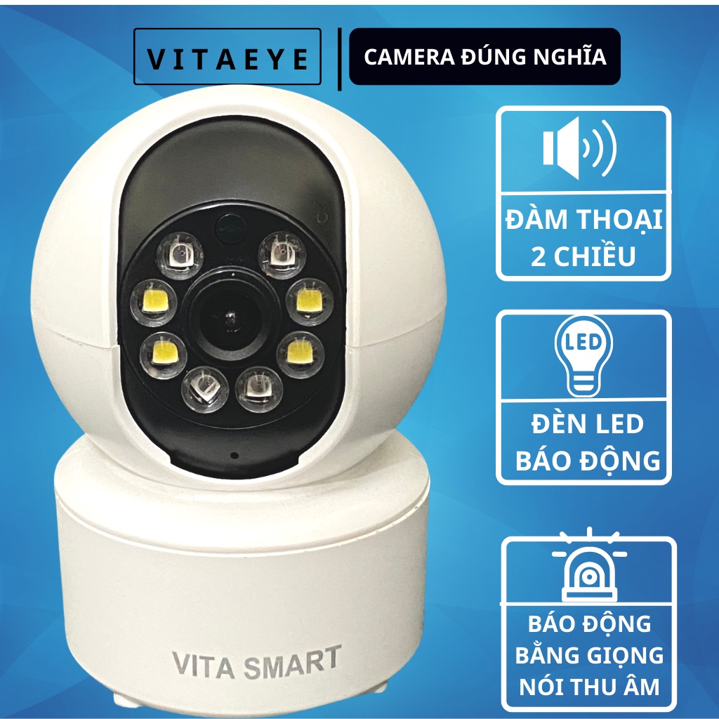 Camera wifi VITASMART chống trộm thông minh, báo động bằng loa và đèn, ban đêm có màu VITAEYE