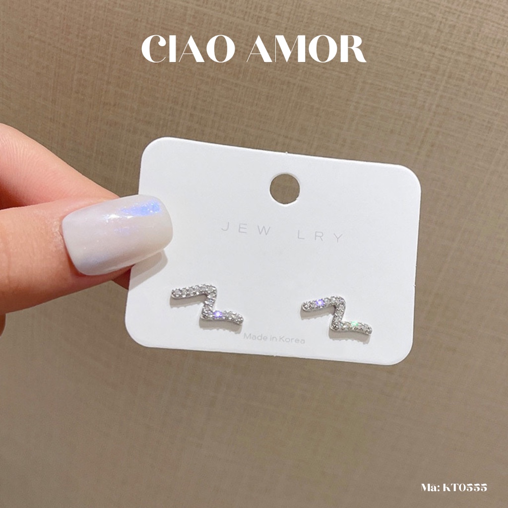 Khuyên tai nữ, Bông tai nụ nữ bạc 925 chữ Z chéo Trang sức Ciao Amor - KT0555