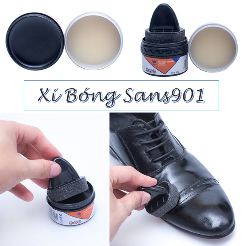 Xi đánh bóng giày dưỡng áo da túi ví Sans901 si mút màu đen trắng