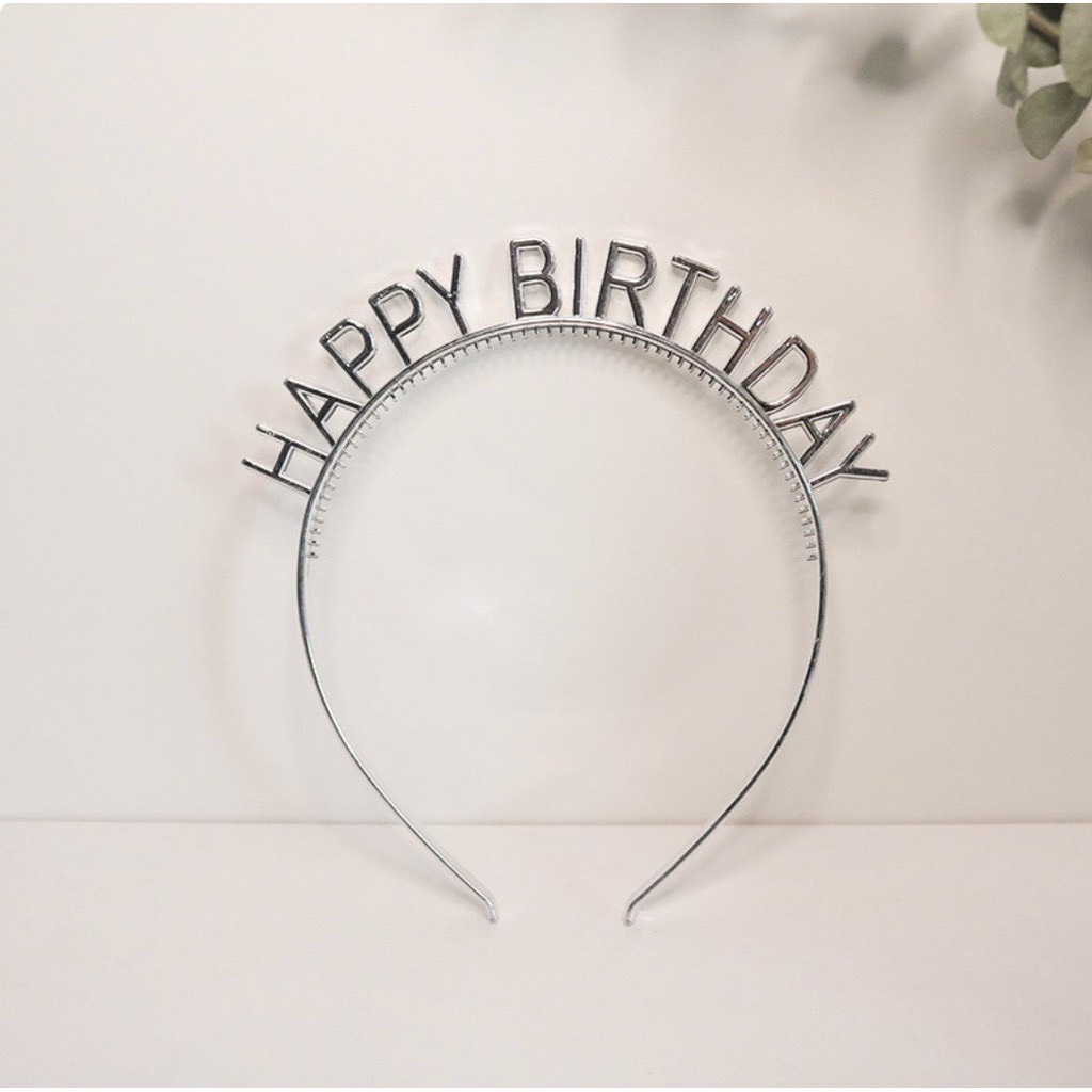 Bờm sinh nhật chữ happy birthday ánh kim bạc