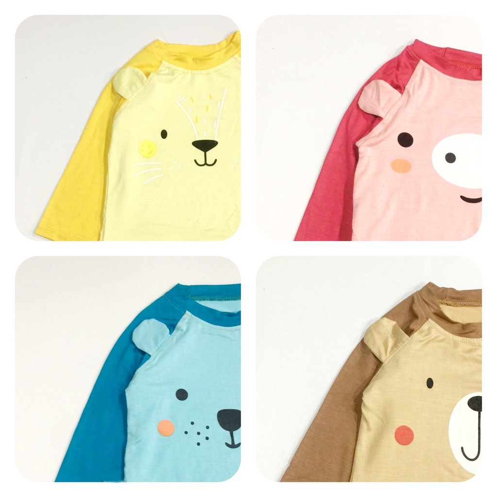 Bộ quần áo dài tay tai thú đáng yêu - Bộ Dài Tay Bé Trai Bé Gái K038