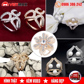 Khuy cài khăn lụa, nút buộc khăn, nút buộc khăn quàng cổ đính pha lê sang trọng
